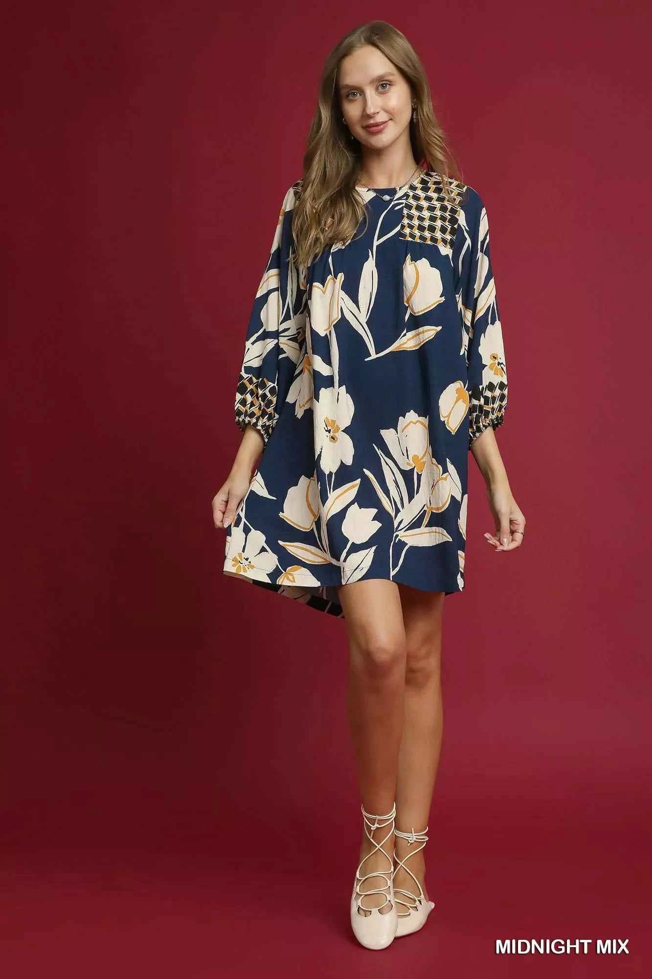 Umgee Floral High-Low Babydoll Dress 84e3cbd3-0892-4583-a6df-b762acf4cc15-Max-Origin