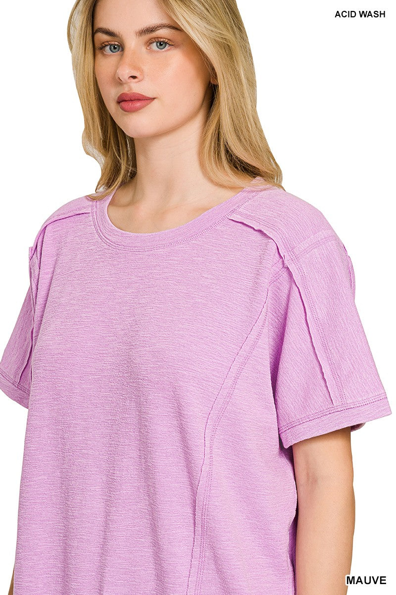 Zenana Washed Slub Short Sleeve Dress With Pockets 84e9f3af234e4b079cba32f60db85c6c-Max