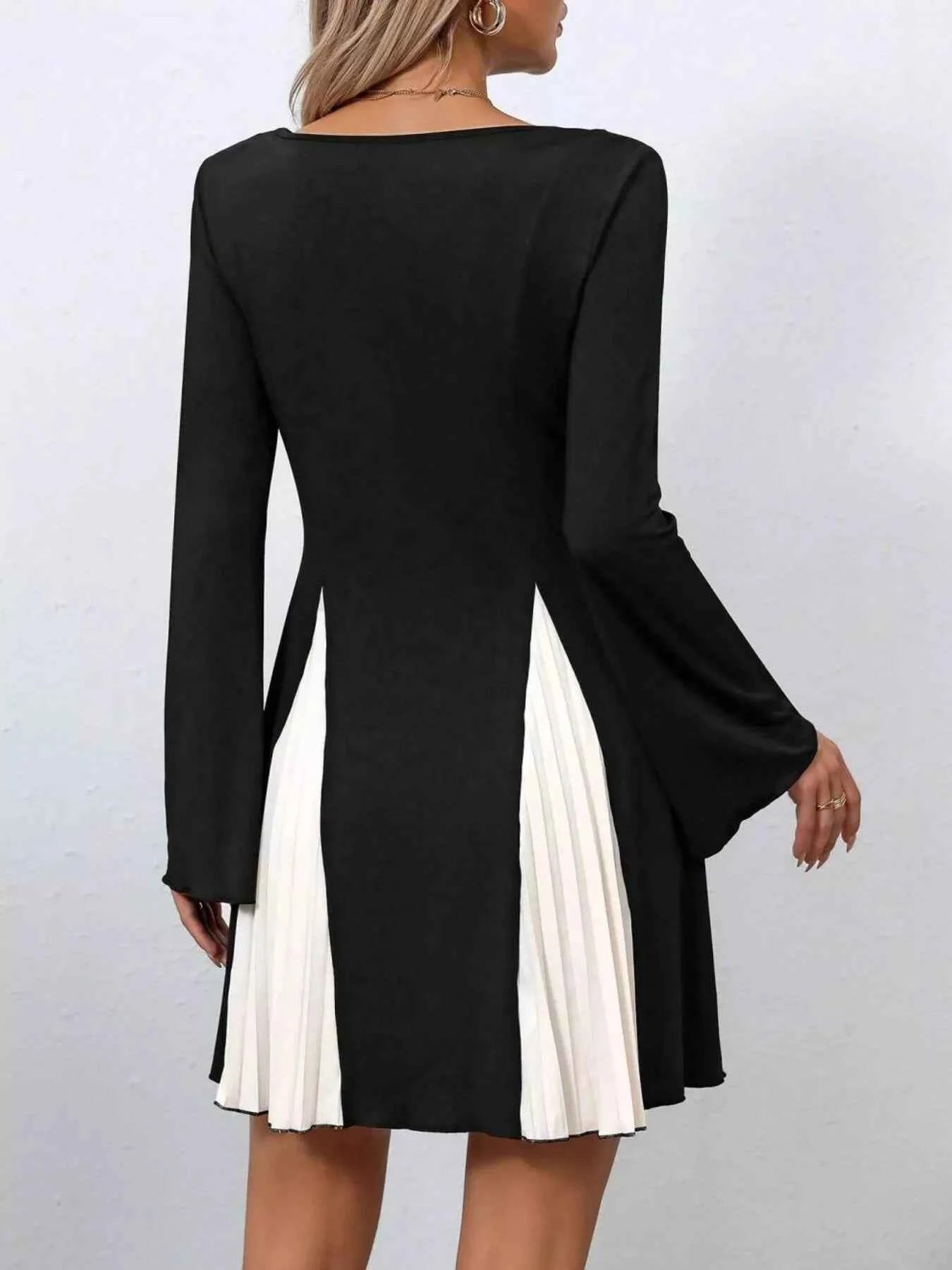 Pleated Flare Sleeve Mini Dress 84f0822ee6774fa18f63df3e2817daf6-Max-Origin