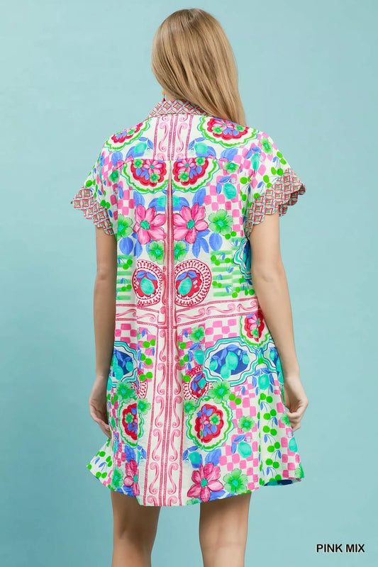Mediterranean Print Dress with Contrast Printed Trim 84f56c60-4af2-4b4b-a608-6b6f719f24d7-Max-Origin