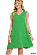 Zenana Raised Rib Sleeveless Mini Dress K GREEN 84f8be1592ad4dd3ae1797f52c55b0ed-Max-Origin