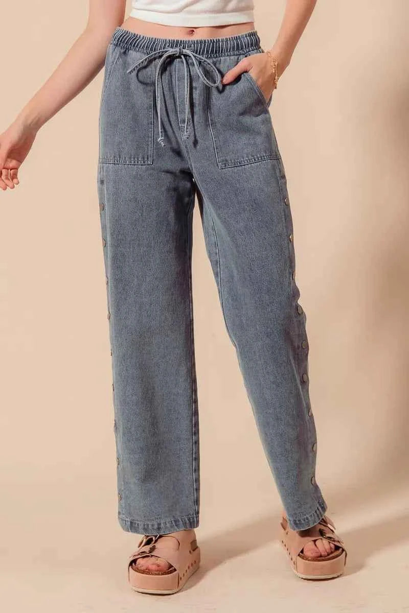 SO ME Mid Rise Drawstring Jeans with Side Snap Button 84f8faa275fa4b838f5df05d4cc11504-Max-Origin