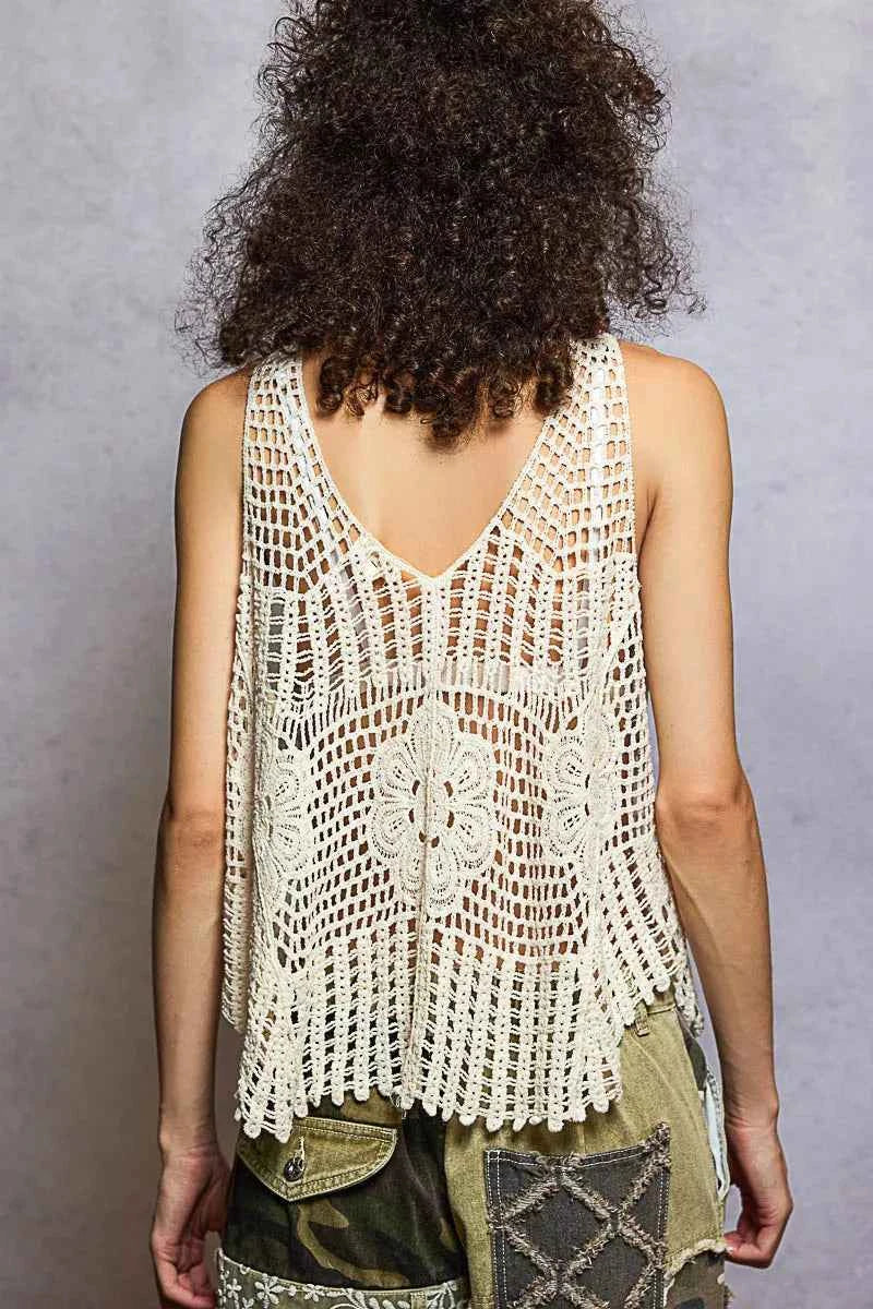 POL Openwork V-Neck Crochet Tank 84fc65c0-ba6d-4e09-a302-45968579c4e3-Max-Origin