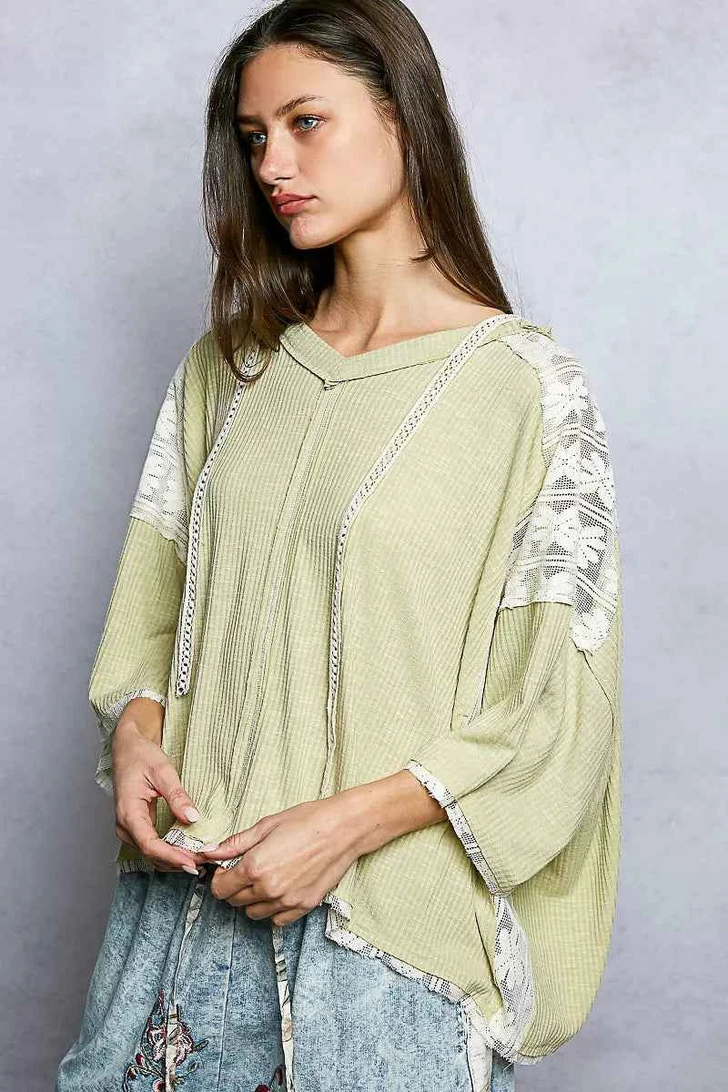 POL Short Sleeve Hoodie Top with Lace Detail 84fff8d0-227b-4ed9-9796-8f0dcb8497b6-Max-Origin