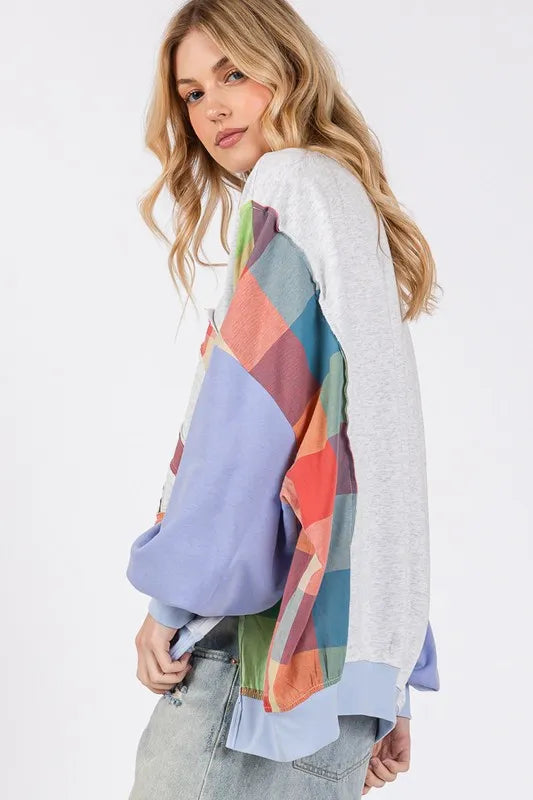 SAGE + FIG Contrast Peace Patch Dropped Shoulder Sweatshirt 8530709c-cf31-4d42-bd53-db43b5c860f9-Max