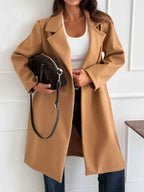 Long-Sleeve Single-Breasted Trench Coat Khaki 85320067-8494-4d99-9ccb-78f9b2a759f7-Max-Origin