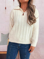 Ribbed Hem Quarter Zip Sweater 85362422a1a848f19af2a2488645878a-Max-Origin