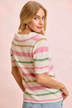 BiBi Multi Colors Stripes Collared Knit Top 853f5f1544324cd5a94f30744940ea7c-Max-Origin