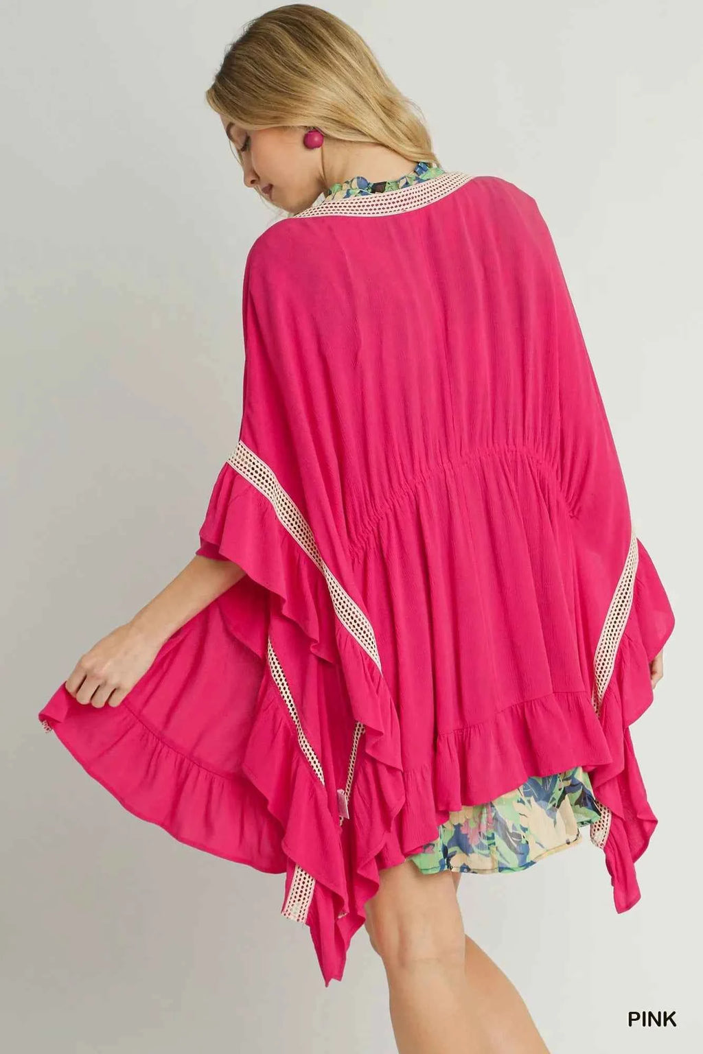 Umgee Ruffle Trim Kimono with Crochet Accent 854cd0ec-68fb-4e9c-8253-771ea82a67c3-Max-Origin