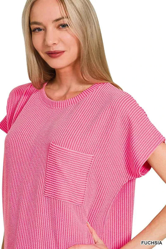 Raised Rib Front Pocket Boxy Top 854e9e8cbd324ea8847725cd1377be0a-Max-Origin
