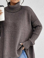 Turtleneck High-Low Hem Sweater