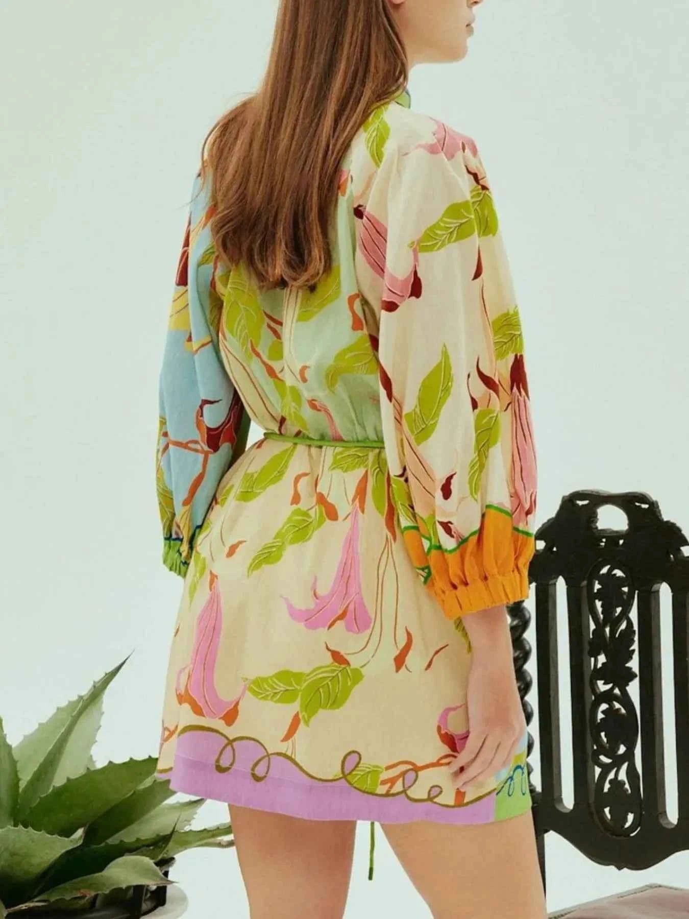 Abstract Print Tie Front Mini Shirt Dress with Pockets 8555d6b7-4eec-4227-889e-cdf19e8698de-Max-Origin