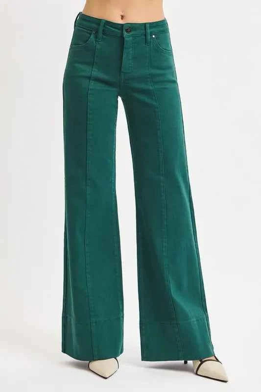 RISEN Full Size Tummy Control Mid Rise Wide Leg Jeans Plus Size HUNTER GREEN 8557a352-024a-4cd1-95f8-1752f4ee32be-Max-Origin