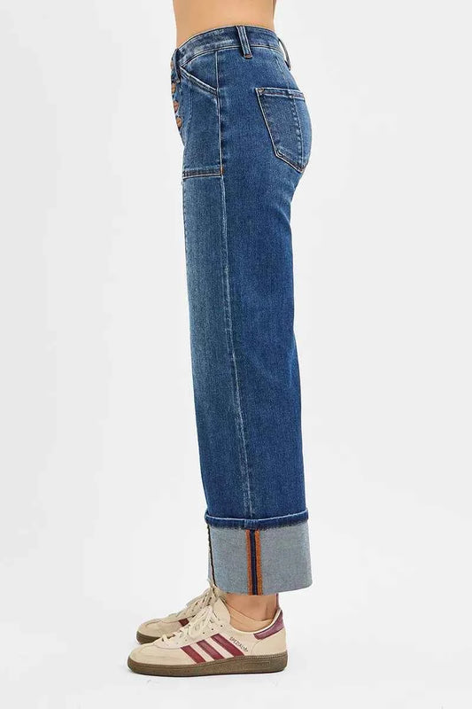 Full Size High Rise Crop Wide Straight Cuffed Jeans Plus Size 855d2129b6e742c988e6789577e815db-Max-Origin