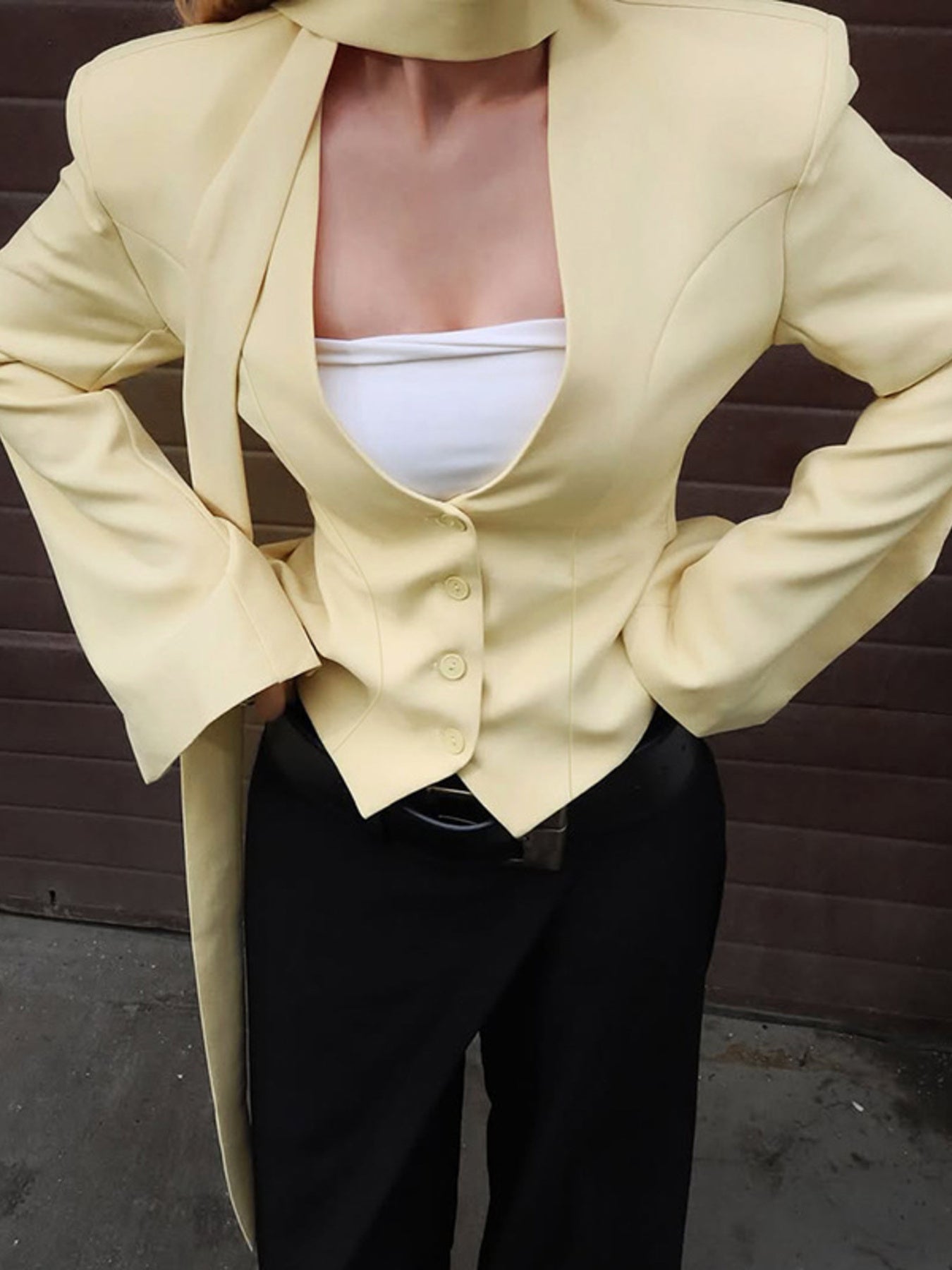 Button Up Long Sleeve Blazer 8563cdab0583441ab2bd237bb1744ab1-Max