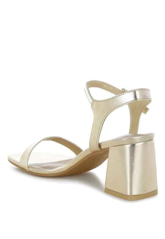 Kazara Metallic Faux Leather Block Heels 8568ac7d-639f-4900-a2b7-9fe03dd6bae7