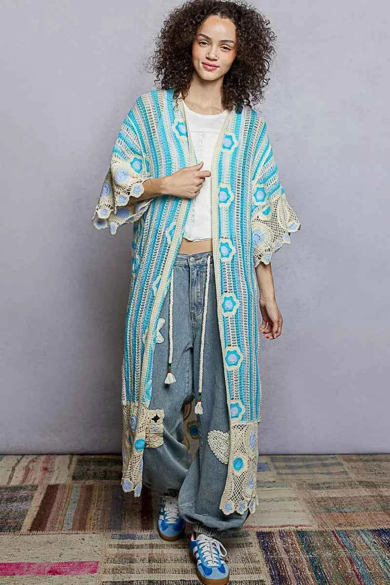 POL Striped and Floral Pattern Crochet Longline Cardigan 8573c765-2c37-4316-a3c5-a8848214664a-Max-Origin