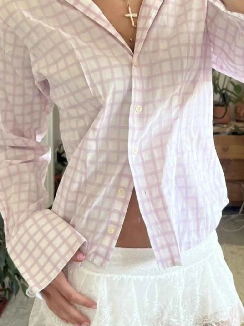 Printed Button-Down Long Sleeve Shirt