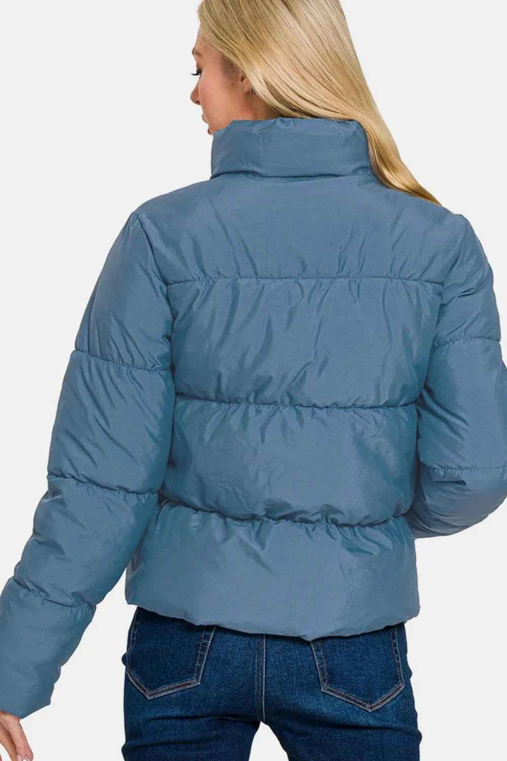 Zenana Zip Up Turtleneck Puffer Jacket with Pockets 858b5c1a-4dfd-4742-8ff0-3aa14ef32ff9-Max