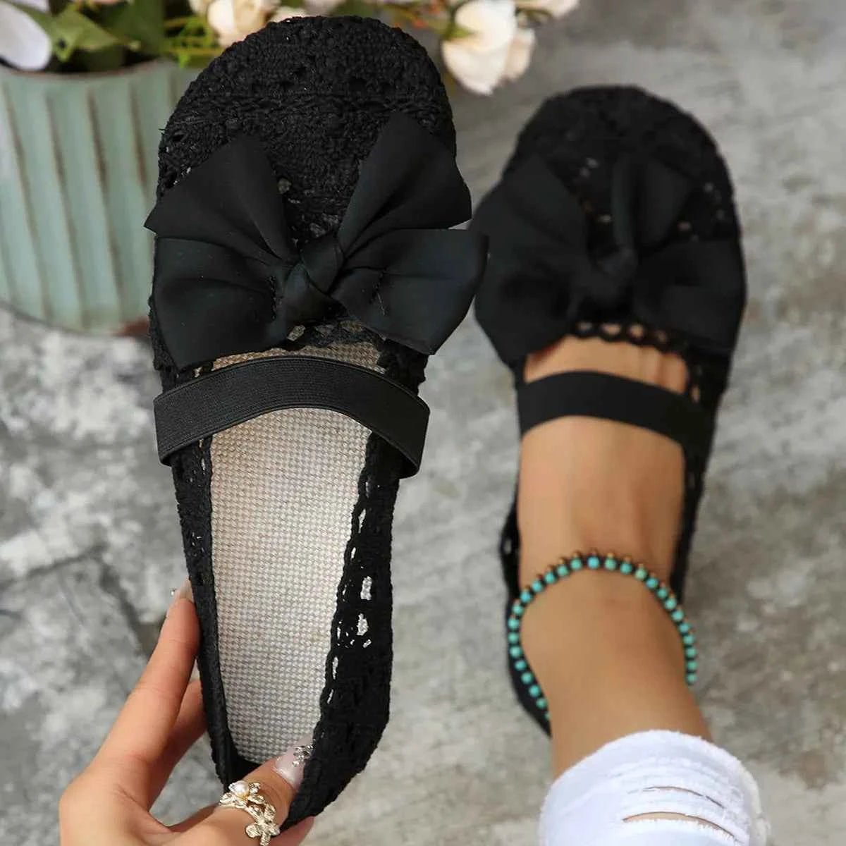Bow Round Toe Flat Slip-Ons Black 85904ff1244143c184f93696c4dd2a70-Max-Origin