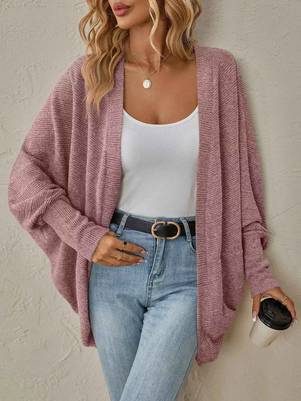 Cozy Oversized Open Front Knit Cardigan Pink 859b4b2bb1f4465098fca1dfe2b6fb6f-Max-Origin