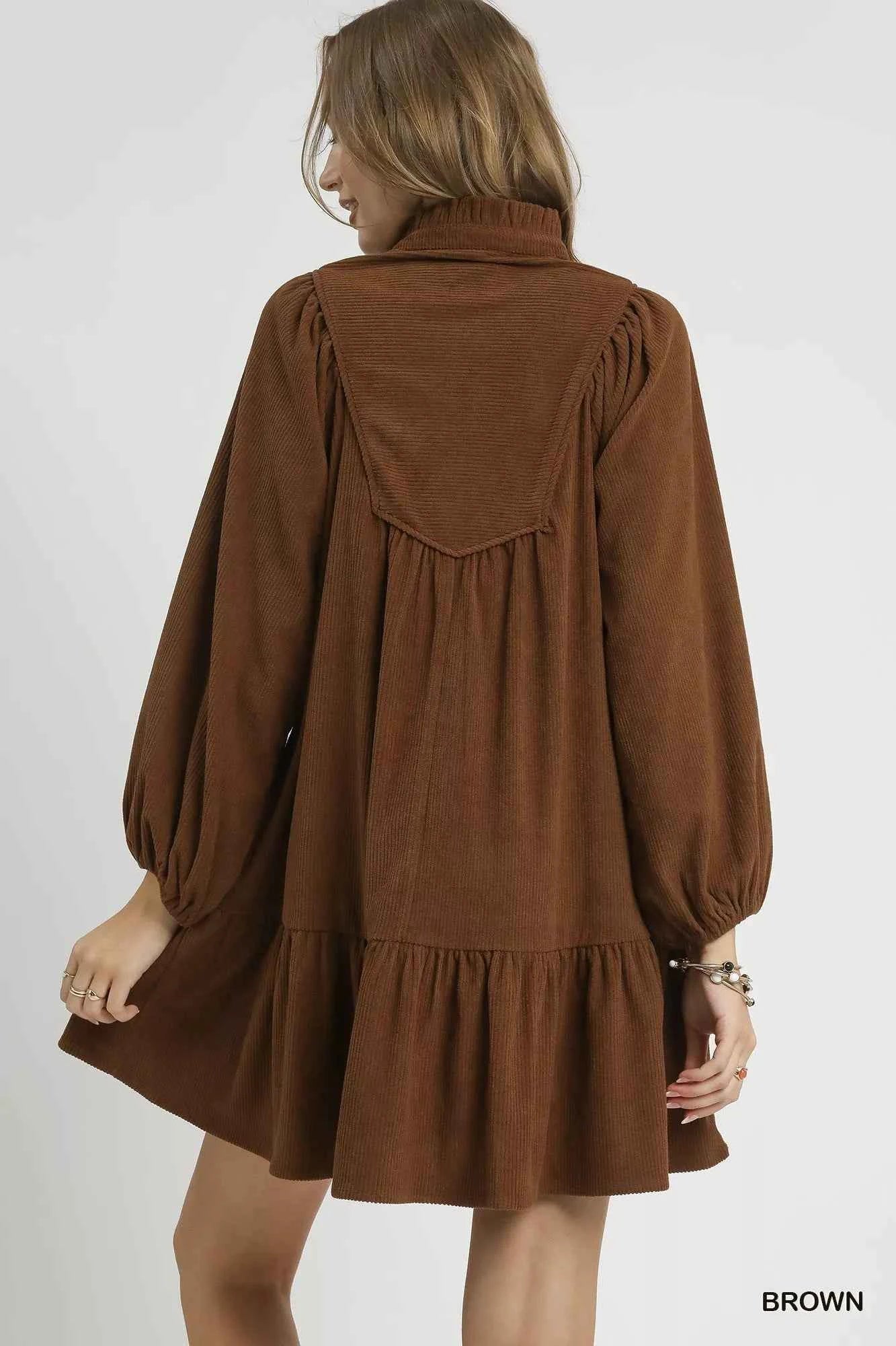 Umgee Corduroy Tiered Babydoll Dress 85a58d08-0e0e-4b36-8ac6-c609eeb6a41d-Max-Origin