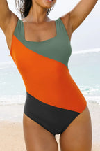 Color Block Padded Square Neck One Piece Swimsuit 85a708c9-566e-4f93-adcc-4ee332fad594-Max-Origin