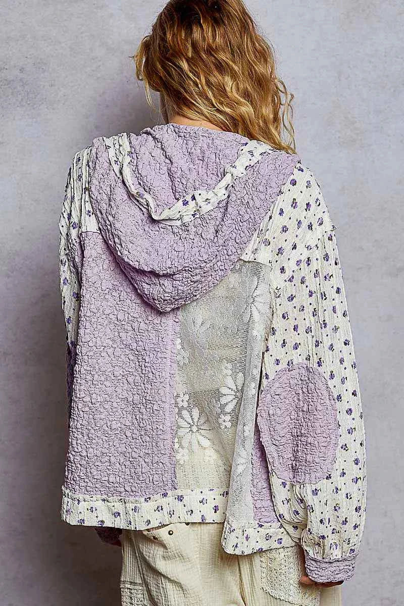 POL Floral Balloon Sleeve Hooded Lace Jacket with Stitch Detail 85aae240-8027-473b-8f77-354c8e8213dc-Max-Origin