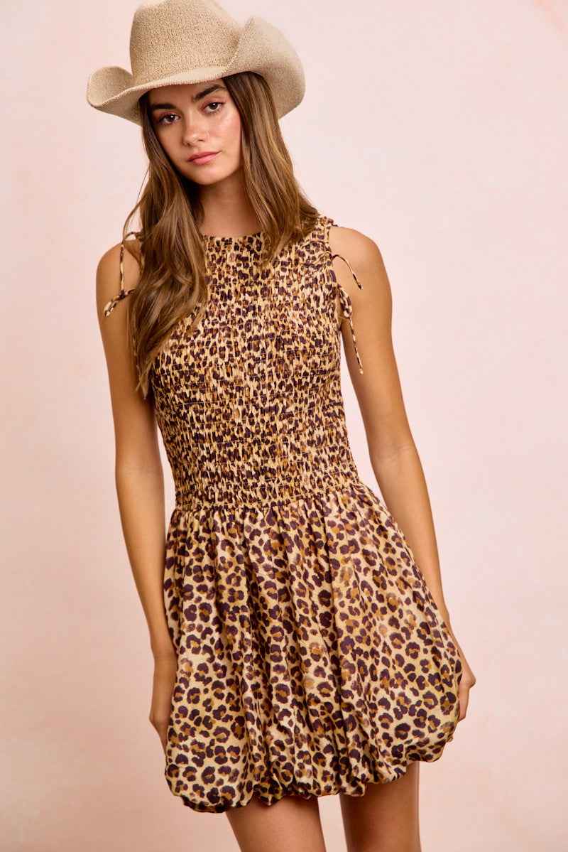 BiBi Leopard Bow Tie Attachable Puff Sleeves Dress 85aee0776a0c4e72ad76b2f3ea5f1ee4-Max