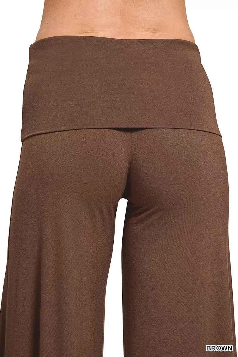 Fold Over Waist Comfy Wide Leg Pants 85b592e2125a4f68871154cdbfe10080-Max-Origin