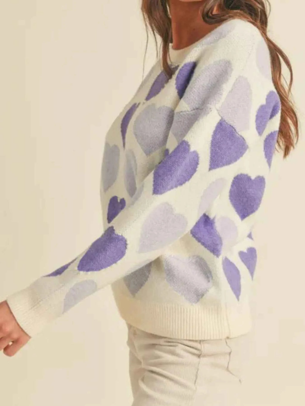 Heart Ribbed Hem Long Sleeve Sweater 85baae4a-a590-463f-ad20-cb25ab9a13ce-Max-Origin