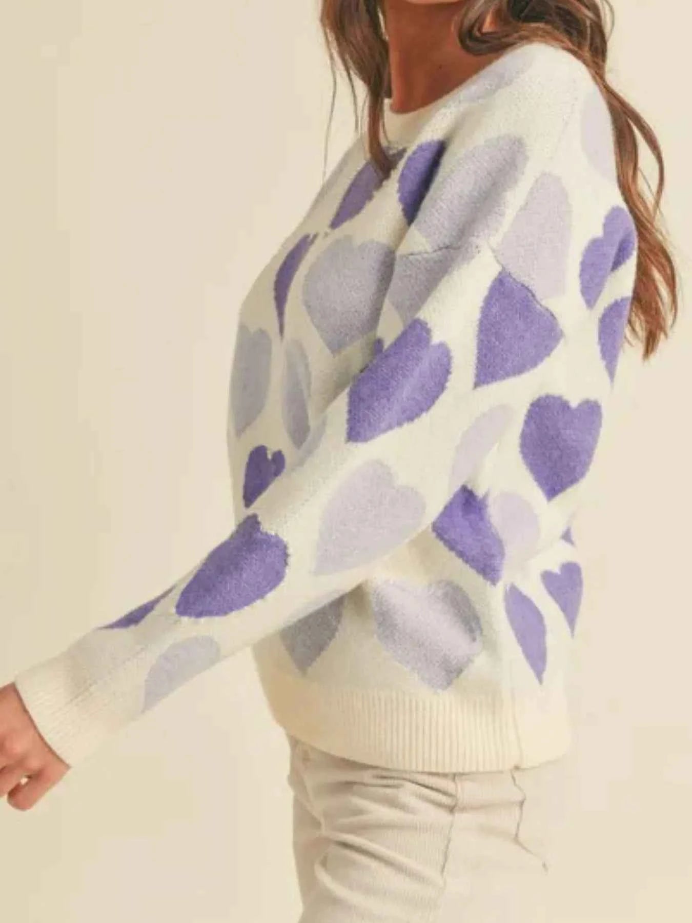 Heart Ribbed Hem Long Sleeve Sweater 85baae4a-a590-463f-ad20-cb25ab9a13ce-Max-Origin