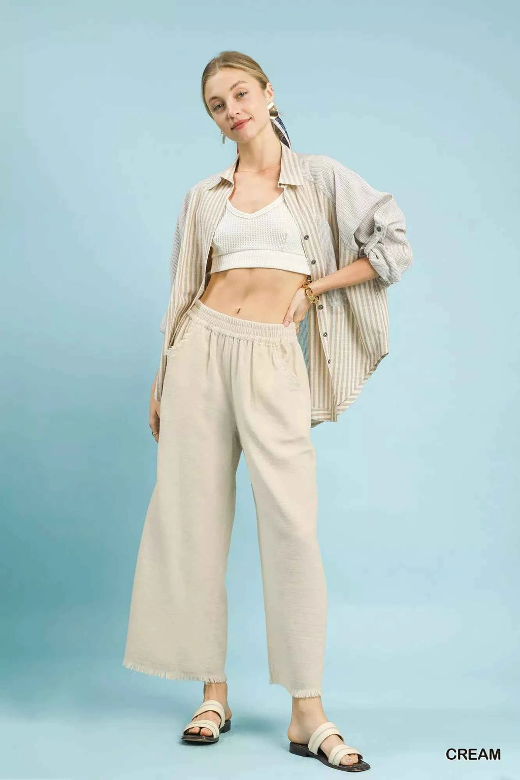 Umgee Frayed Hem Wide Leg Pants 85be7121-652a-4e23-9e4b-947a8fec1e7e-Max-Origin