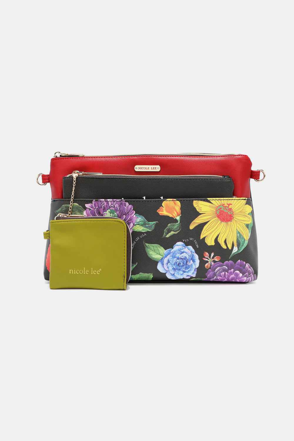 Nicole Lee USA Printed Handbag with Three Pouches 85beb08532f24fcaa05ffa48313e9ef3-Max