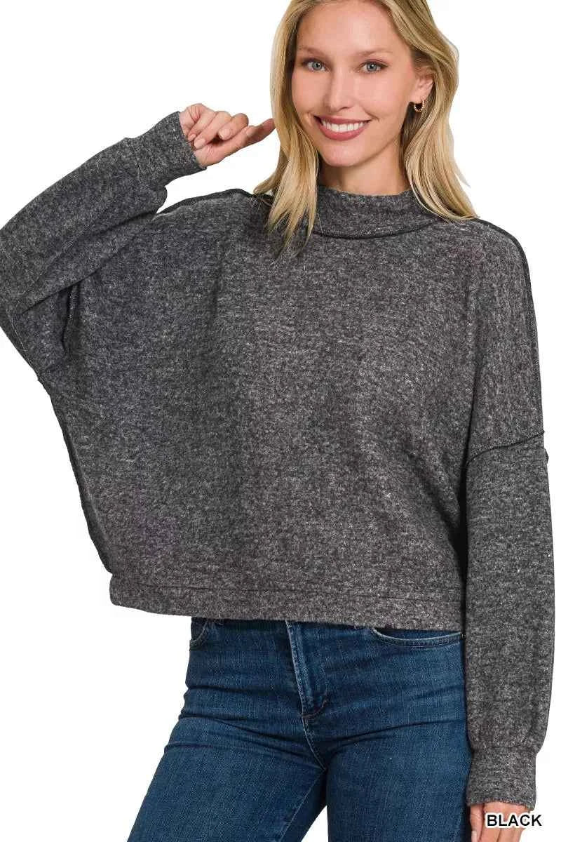 Zenana Brushed Melange Hacci Cropped Sweater 85cea869171b4469b8a37b9722534cfa-Max-Origin