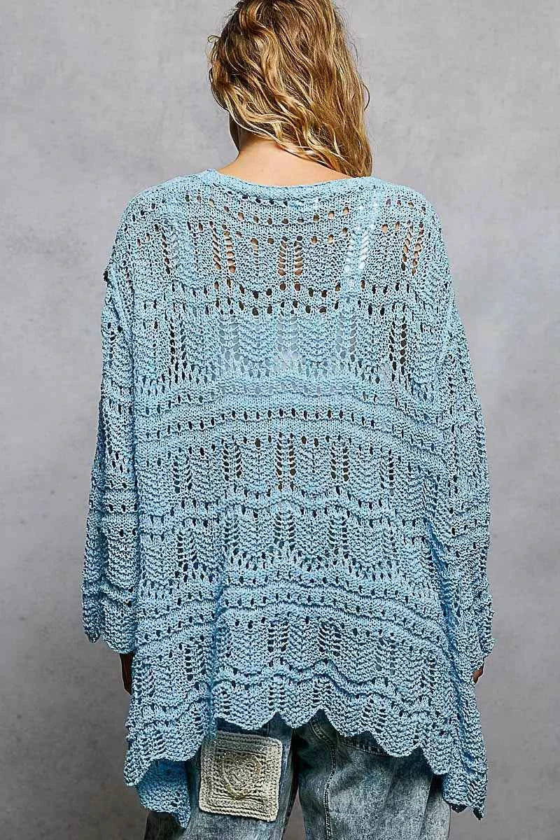 POL Openwork Lightweight Open Front Cardigan with Scalloped Edge 85de4f28-0d4e-4e85-8123-f4ade9ef267e-Max-Origin