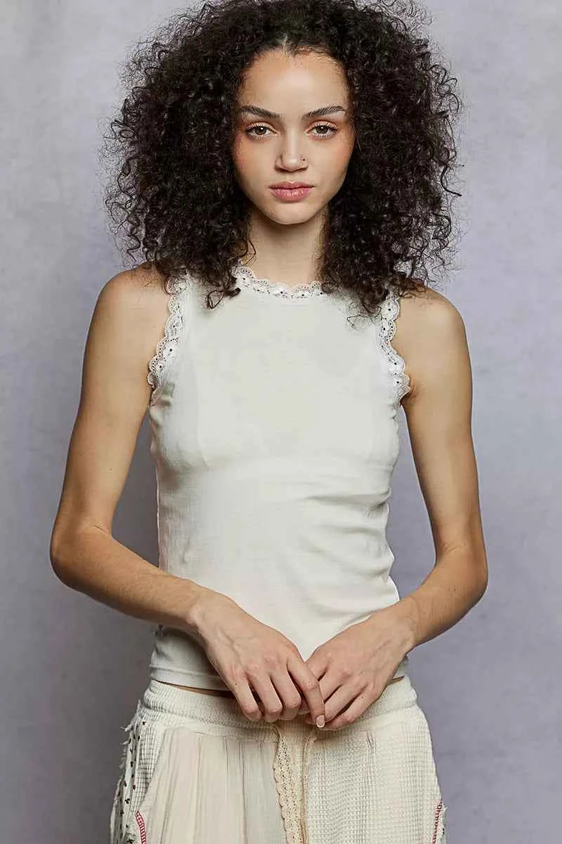 POL Round Neck Cropped Tank with Lace Trim CREAM 85ded2ed-f9d2-43fd-99cc-227a052e6b76-Max-Origin