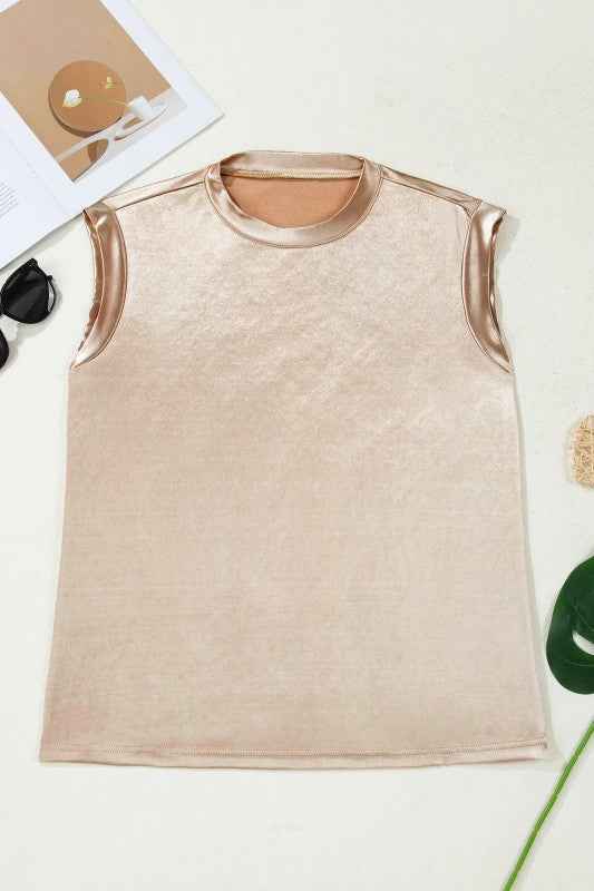 Metallic Round Neck Tank Top Gold 85e72d1f-de1f-4e48-bc33-b3b415fb129f