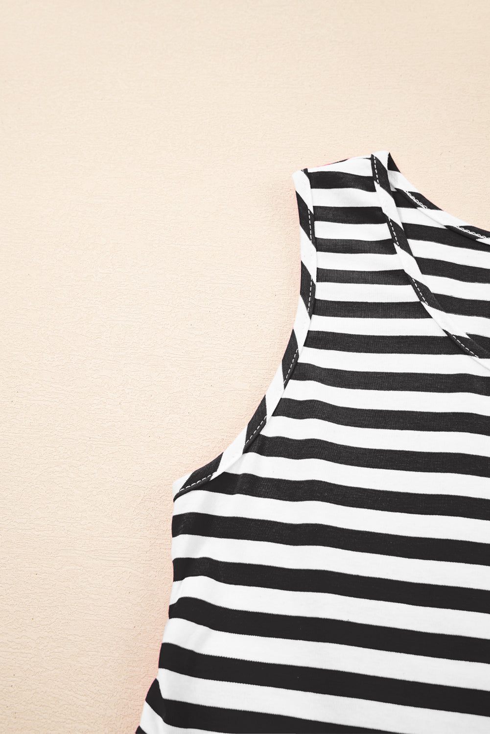 Black Stripe U Neck Sleeveless Loose Fit Mini Dress 86059db6818fa218