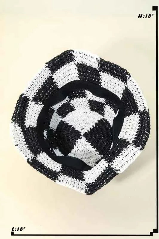 Fame Checkered Pattern Knit Bucket Hat 8624f608-25e3-44f9-98f2-1e6f7ec2e333-Max-Origin