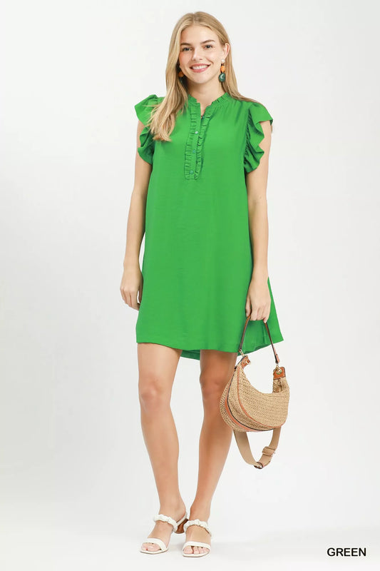 Ruffle Sleeve Henley Shift Dress 86573552-6f1d-4940-ac9e-b4fae83a0ea3-Max-Origin