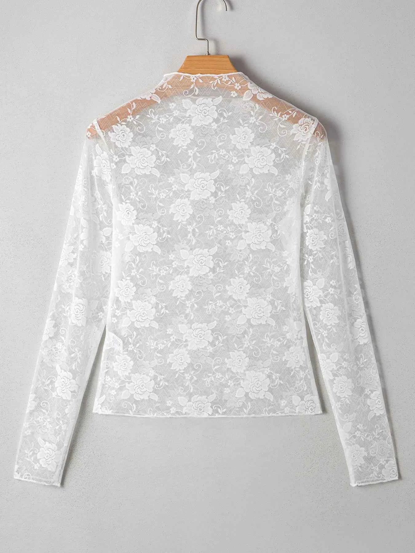 Sheer Floral Lace Mesh Mock Neck Long Sleeve Top 8658d47127684a6ab428ad44bf2b4784-Max-Origin