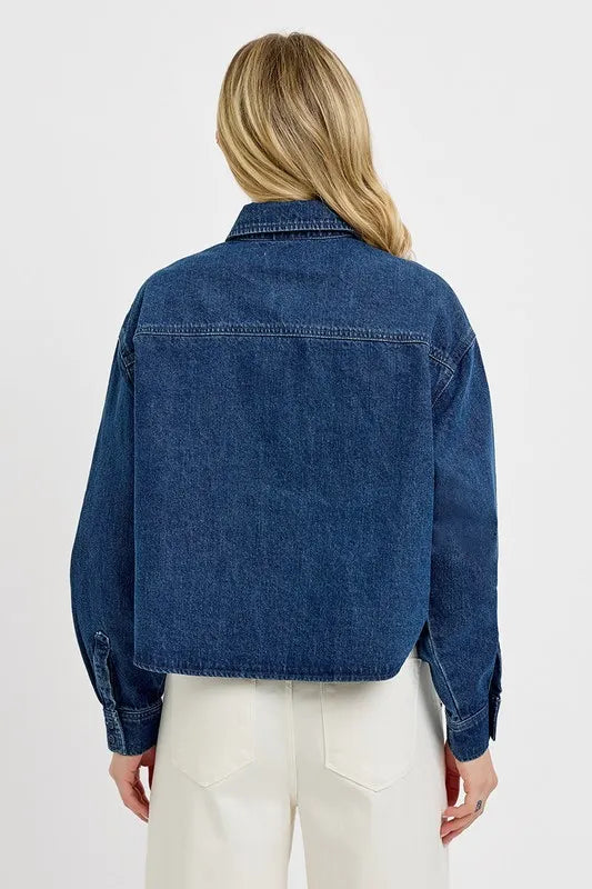 RISEN Button Up Long Sleeve Denim Shacket 865fb82f-7654-4f6a-991f-320895e311fe-Max