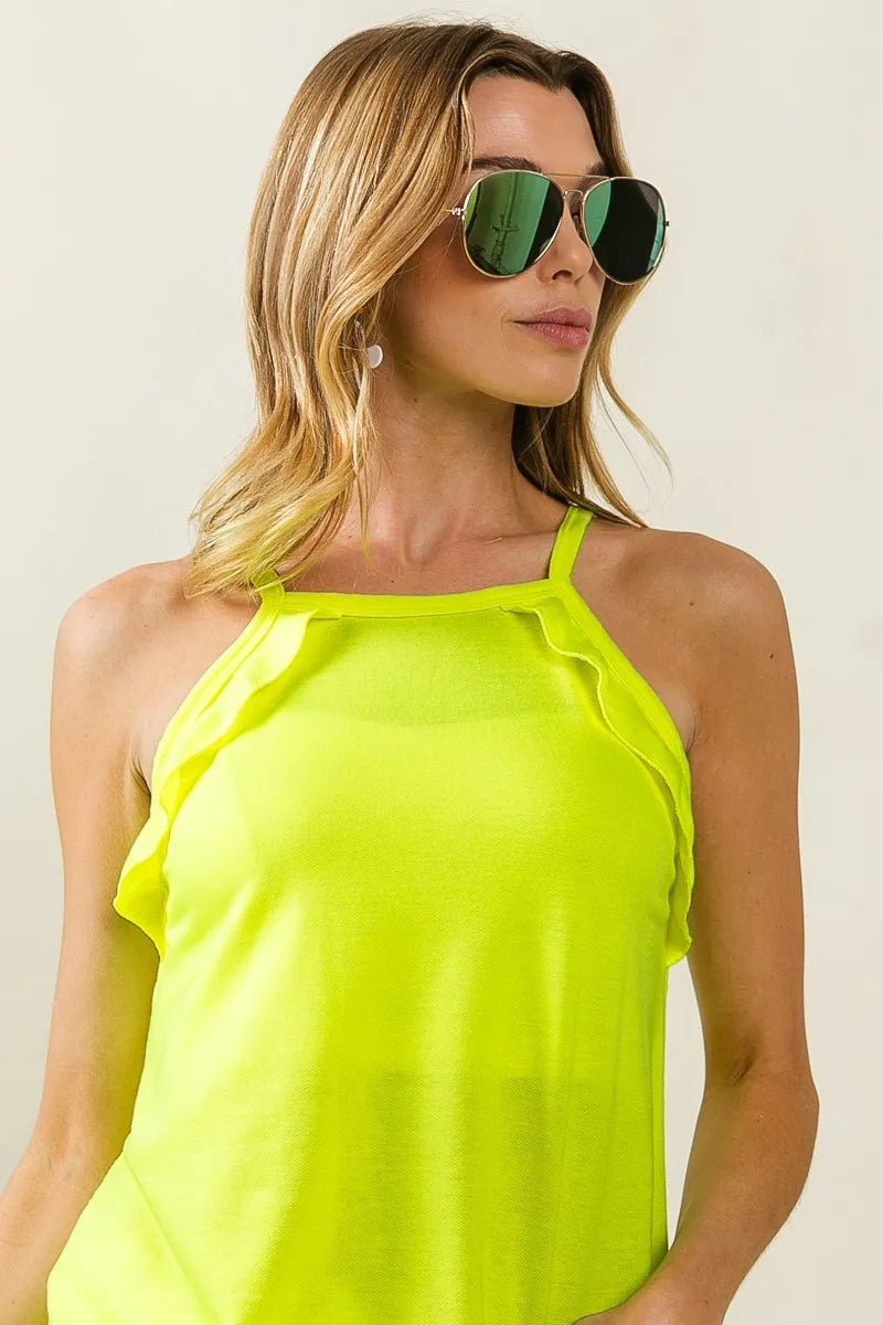 BiBi French Terry Knit Ruffled Detail Sleeveless Top 86618236fe924820b2d7334c8c359438-Max-Origin