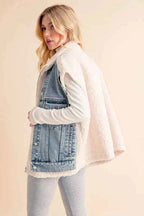 Aemi + Co Fake Two Pieces Denim Patch Sherpa Vest Coat 86656f33-d314-41fb-84c5-6b08a1b694ec-Max