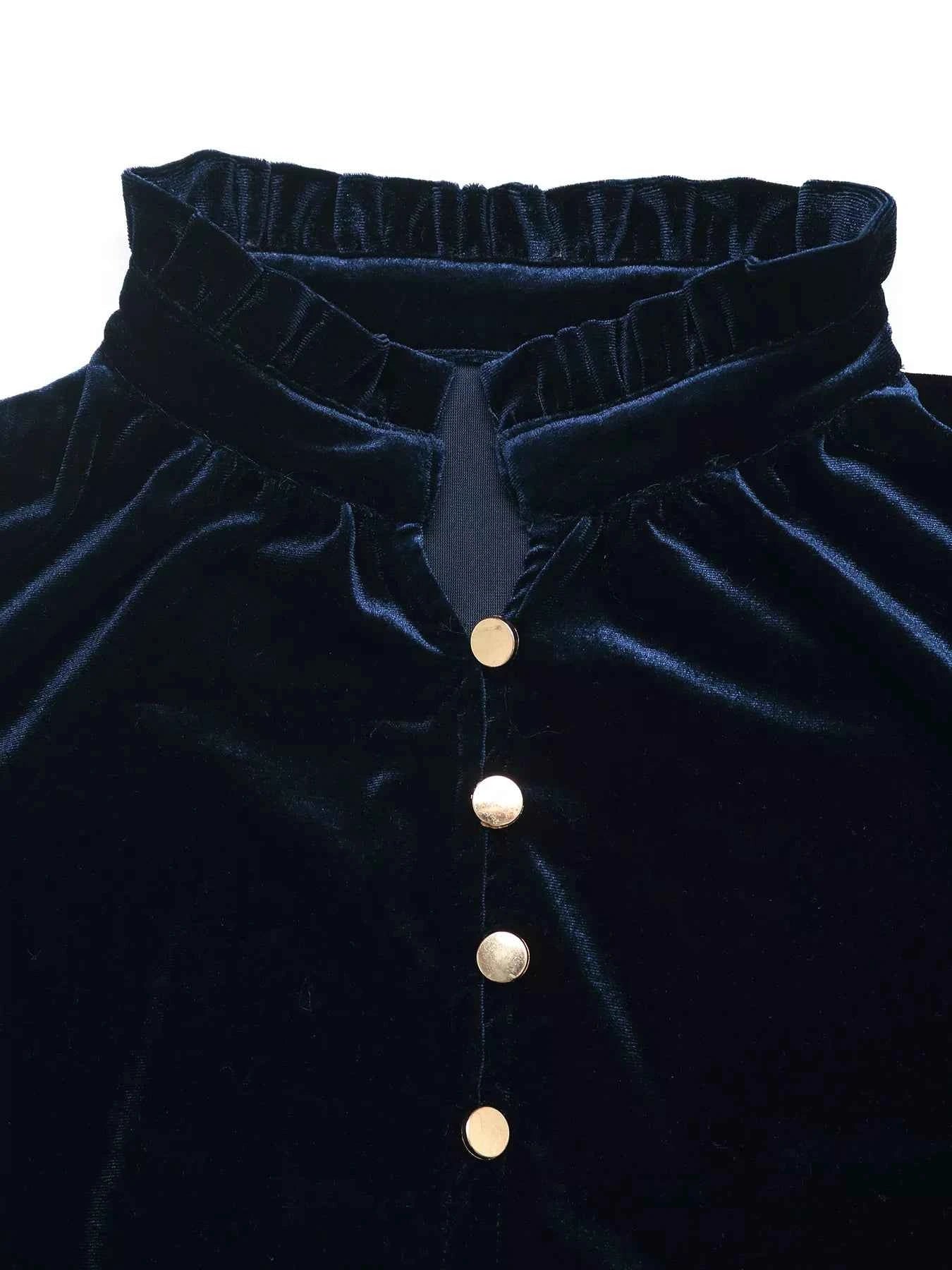 Velvet Button Front Long Sleeve Blouse 8675a2ad186443a5bb098898cc531229-Max-Origin