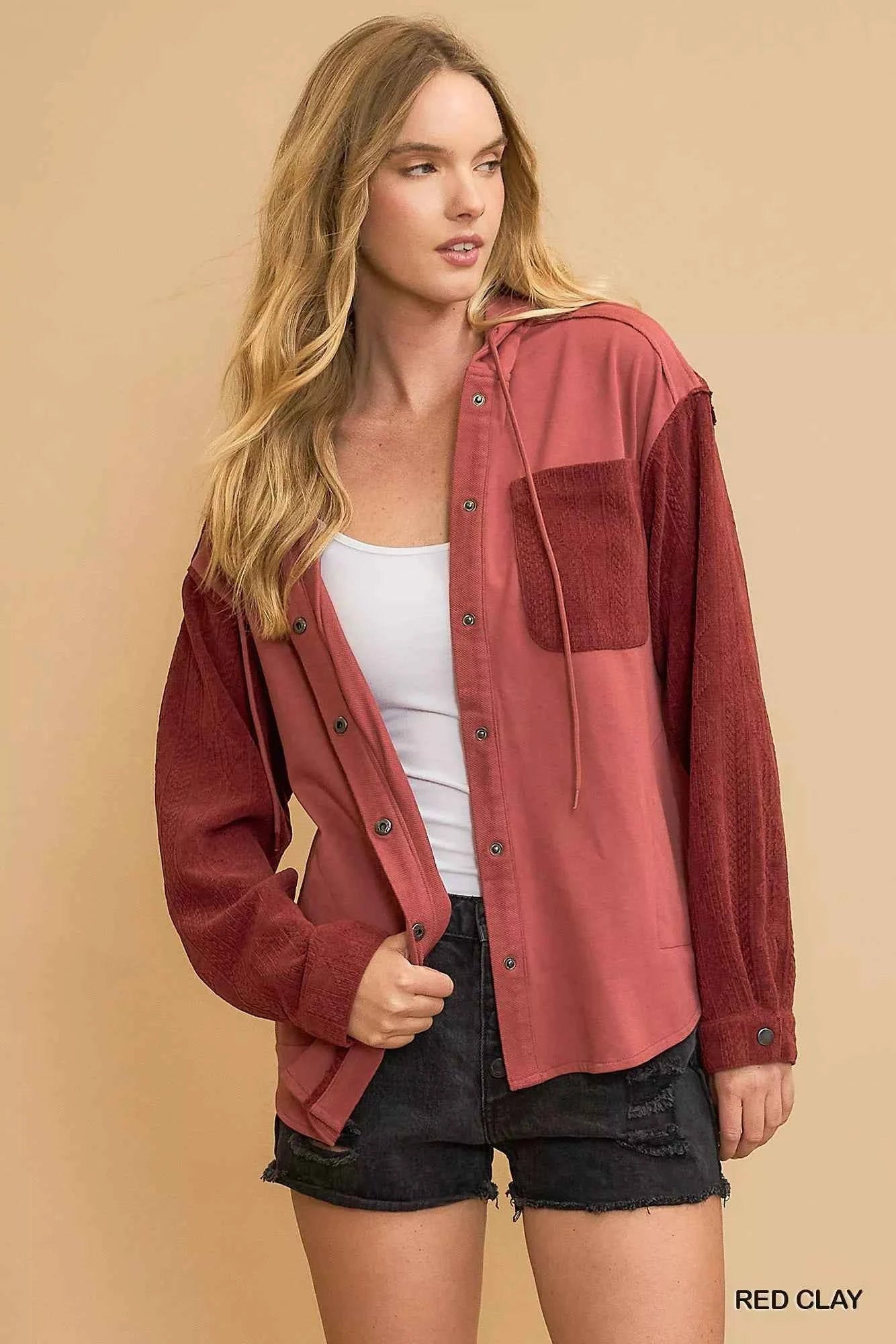 Umgee Washed French Terry Shacket RED CLAY 867a7d93-c95c-49dd-bd1a-02d33dc6c0fe-Max-Origin