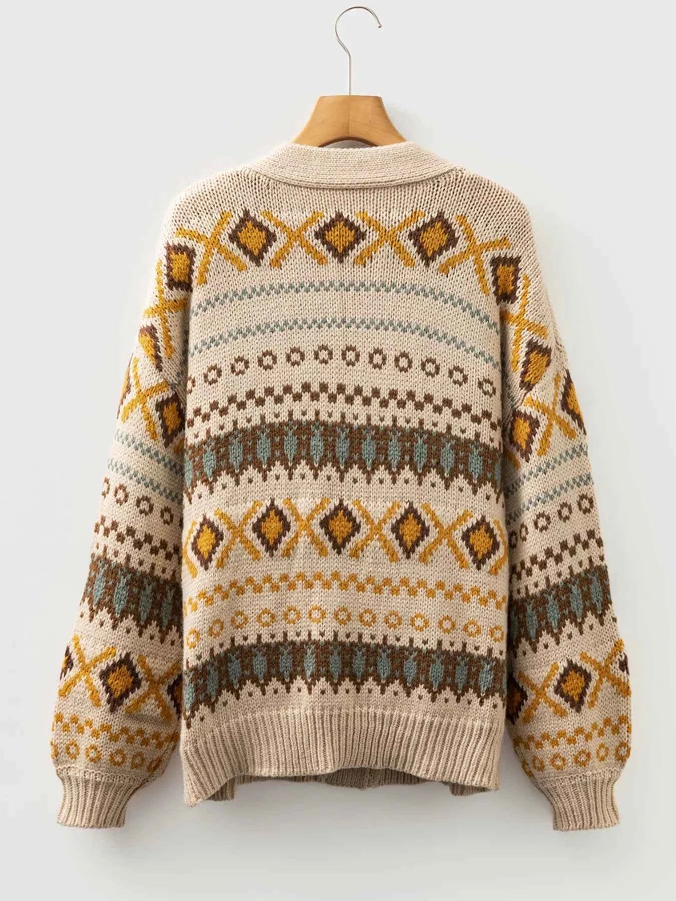 Western Pattern Knitted Button V Neck Cardigan Sweater 867ee1a9e9484321a57cd05670b9cef2-Max-Origin