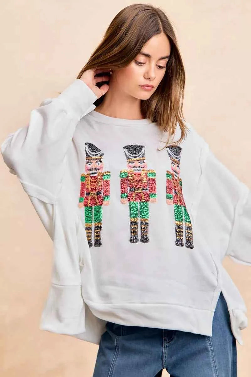 BiBi Christmas Sequin Nutcrackers Embroidery Sweatshirt 8682fe7a37b84f22bb1b71e1a2263863-Max-Origin