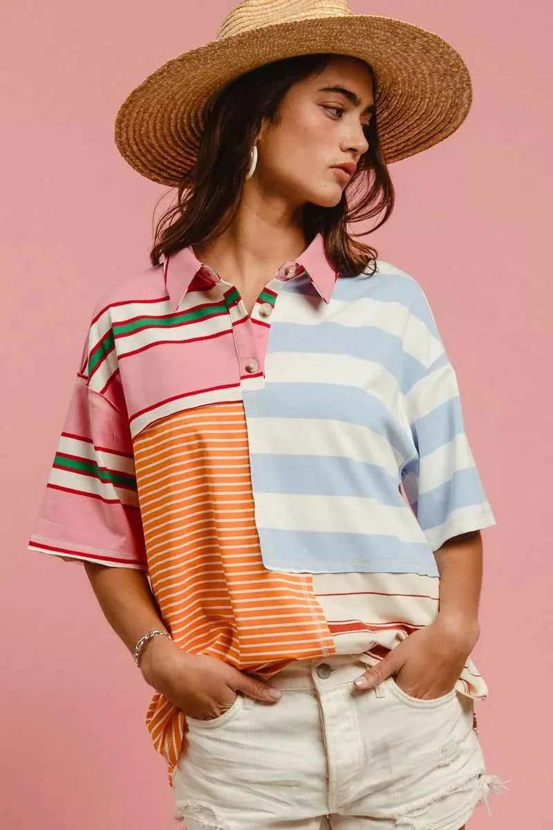 BiBi Mix And Match Stripe Color Block Shirt 868d59e2b58f4035ab761c31d532a83a-Max-Origin